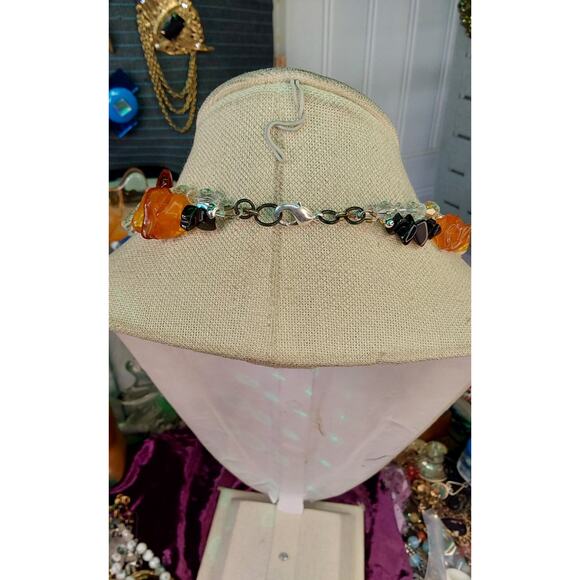 artisan necklace With Green Coral, Citrine, Abmer And Crystal - Picture 3 of 3